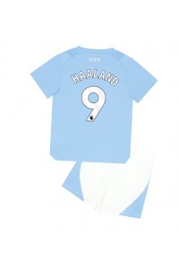 Manchester City Erling Haaland #9 Babytruitje Thuis tenue Kind 2023-24 Korte Mouw (+ Korte broeken)